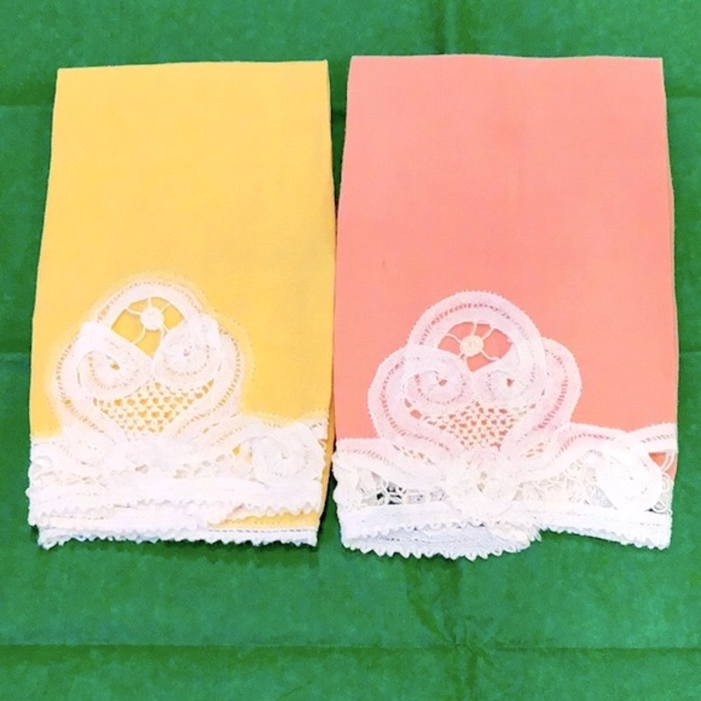 Two very vintage dresser scarves with intricate embroidery